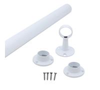 Eai - Hanging Wardobe Rail Kit - 25mm Tube - 1219mm Rail With 2X End Sockets & 1X Centre Brackets - White