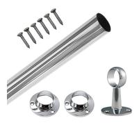 Eai - Hanging Wardobe Rail Kit - 25mm Tube - 1829mm Rail With 2X End Sockets & 1X Centre Bracket - Polished Chrome