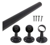 Eai - Hanging Wardobe Rail Kit - Black - 25mm Tube - 1829mm Rail With End & Centre Bracket