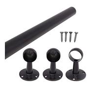Eai - Hanging Wardobe Rail Kit - Black - 25mm Tube - 2500mm Rail With End & Centre Bracket
