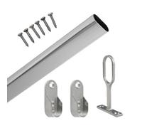 Eai - Hanging Wardobe Rail Kit - Oval - Polished Chrome - 2500mm X 30mm X 15mm Tube With 2X End Sockets & 1X Centre Brackets