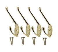 EAI Hat and Coat Hook for Coats Bath Towels 68x18mm Pack of 4 (Brass)