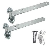 EAI Heavy Reversible Gate Hinges | Heavy Duty 250mm / 10 Inch Galvanised Garage, Stable Door, Gate Hinges | 1 Pair with Fixings