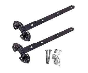 EAI Heavy Reversible Gate Hinges | Heavy Duty 450mm / 18 Inch Black Garage, Stable Door, Gate Hinges | 1 Pair with Fixings