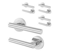 EAI Internal Door Handle Polished Chrome | 4 Pairs Silver Lever on Rose Round Handles | Oliena Range