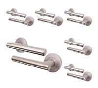 EAI Internal Door Handle Satin Nickel | 6 Pairs Satin Lever on Rose Round Handles | Oliena Range