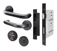 EAI Lift to Lock Return to Door Handle Set with DIN Lock, Matt Black