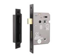 EAI Matt Black Bathroom Lock - Fir CE Approved Mortice Door Lock 64mm / 2.5 Inch