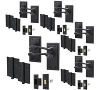 EAI Matt Black Georgian Scroll Door Handle Latch Set - 5 Pairs Internal Handles, Hinges (76mm) & Latch (64mm) - Rope Design