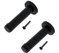 EAI Matt Black Mounted Doorstop - Pack of 2 | Decorative Wall, Door & Skirting Mount Door Stopper with Concealed Fixings | Reduces Noise & Prevents Damage to Walls & Door Handles