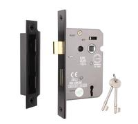 EAI Matt Black Sashlock - Fire Rated & CE Approved Mortice Door Lock & Keys 80mm / 3 Inch