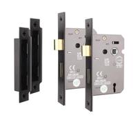 EAI Matt Black Sashlock - Fire Rated & CE Approved Mortice Door Lock & Keys 80mm / 3 Inch - Pack of 2