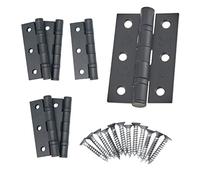 EAI Modern Black Metal Door Hinges 3 Inch / 76mm Ball Bearing 3 Pair Pack [6 Hinges & Screws]