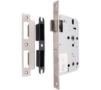 Eai Mortice Bathroom Lock Din Standard - 90mm Case 64mm Backset - Satin Stainless Steel