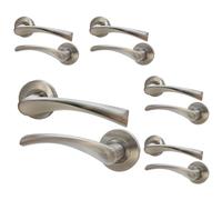 EAI Nickel Internal Door Handle | 5 Pairs Satin Nickel Lever on Rose Round Handles | Novoli Range