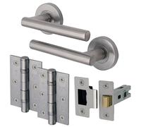 EAI Olbia Door Handle Hinge and Latch Kit - 78mm Latch & 76mm Hinge - Satin Nickel
