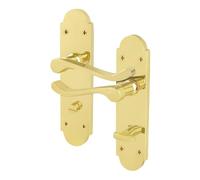 EAI Polished Brass Door Handles Bathroom, 1 Pair - Victorian Scroll