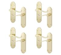 EAI Polished Brass Door Handles - Victorian Scroll Shaped | 4 Pairs of Internal Latch Handles