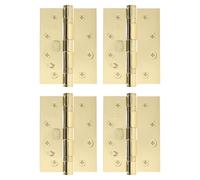 EAI Polished Brass Door Hinges, 102mm / 4 Inch, 2 Pairs Fir