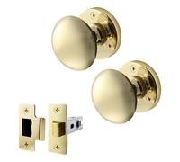 EAI Polished Brass Door Knobs with Latch 76mm - Victorian