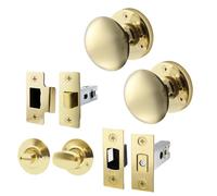 EAI Polished Brass Door Knobs with Latch and Deadbolt, 1 Pack - Victorian