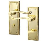 EAI Polished Brass Georgian Scroll Bathroom Door Handles - 1 Pair Internal Lever Handles - Rope Design