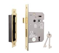 EAI Polished Brass Sashlock - Fire Rated & CE Approved Mortice Door Lock & Keys 64mm / 2.5 Inch