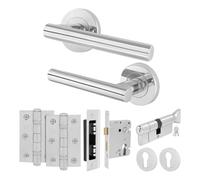 EAI Polished Chrome Door Handle Euro Lock Turn Cylinder Kit - Oliena