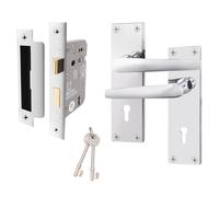 EAI Polished Chrome Door Handle Key Lock Set | 1 Pair Internal Keylock Handles with Lock (64mm) | Straight Pattern