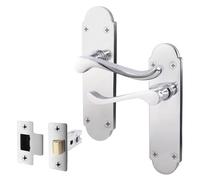 EAI Polished Chrome Door Handle Latch Set - Victorian Scroll Shaped | 1 Pair of Internal Latch Handles & Latch (64mm)