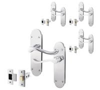 EAI Polished Chrome Door Handle Latch Set - Victorian Scroll Shaped | 4 Pairs of Internal Latch Handles & Latches (64mm)
