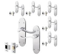 EAI Polished Chrome Door Handle Latch Set - Victorian Scroll Shaped | 6 Pairs of Internal Latch Handles & Latches (64mm)