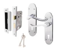 EAI Polished Chrome Door Handle Set - Victorian Scroll Shaped | 1 Pair of Internal Handles with Sash Lock (64mm) & Keys