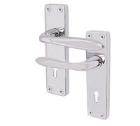 EAI Polished Chrome Door Handles, 1 Pair on Backplate - Victorian