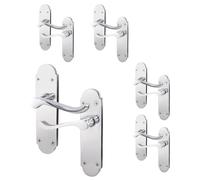 EAI Polished Chrome Door Handles - Victorian Scroll Shaped | 5 Pairs of Internal Latch Handles