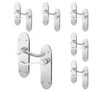 EAI Polished Chrome Door Handles - Victorian Scroll Shaped | 6 Pairs of Internal Latch Handles