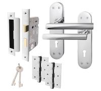 EAI Polished Chrome Door Handles with Sash Lock 80mm and Hinges - Oliena