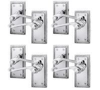 EAI Polished Chrome Georgian Scroll Door Handles - 4 Pairs of Internal Lever Latch Handles on Backplate - Rope Design