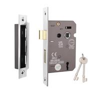 EAI Polished Chrome Sashlock - Fire Rated & CE Approved Mortice Door Lock & Keys 64mm / 2.5 Inch