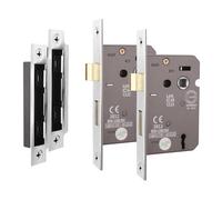 EAI Polished Chrome Sashlock - Fire Rated & CE Approved Mortice Door Lock & Keys 64mm / 2.5 Inch - Pack of 2