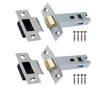 EAI Polished Chrome Tubular Latch, 76mm / 3 Inch, Pack of 2 | Internal Door Latches, For Left and Right Handed Doors, Adjustable Keep Prevents Rattling, Dust Box and Fixings Included