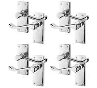 EAI Polished Chrome Victorian Scroll Door Handles | 4 Pairs of Internal Lever Latch Handles on Backplate