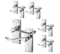 EAI Polished Chrome Victorian Scroll Door Handles | 5 Pairs of Internal Lever Latch Handles on Backplate