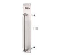 EAI Pull Handle on Plate, 475 x 75mm Commercial Handle on Finger Plate Polished Stainless for Schools, Offices, Shops & More