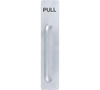 Eai Pull Handle On Pull Engraved Plate 300X19mm Pull On 375X75X3mm Plate - Saa Satin Aluminium