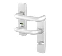 EAI Return to Door Lever on Backplate Bathroom Handles for Fire Doors, Satin Aluminium 19mm Diameter Handle