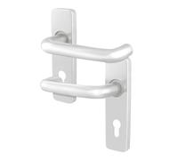 EAI Return to Door Lever on Backplate Euro Handles for Fire Doors, Satin Aluminium 19mm Diameter Handle