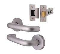 EAI Return to Door Lever on Rose Handle & Latch Kit | Aluminium | 76mm Latch
