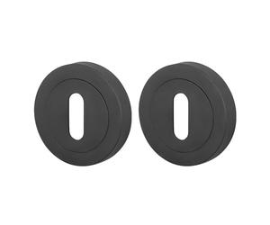 EAI Round Keyhole Cover Escutcheon Set - Pack of 2, Matt Black | Keyhole Escutcheon | Universal Black Door Key Cap Covers