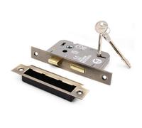 Eai Sashlock 65mm / 44mm Backset Antique Brass 3 Lever Internal Wooden Door 2 Keys Ce Ukca & Fire Door Approved Anti Rattle Keep